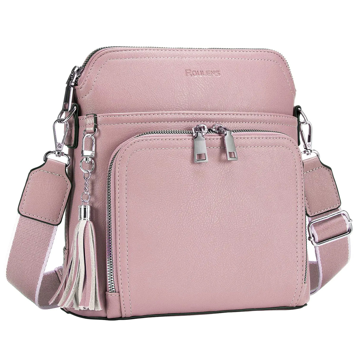 Crossbody Purse for Women,Lightweight Medium Crossbody Bag Soft Leather Women's Shoulder Handbags with Tassel Taupe Rieworkes