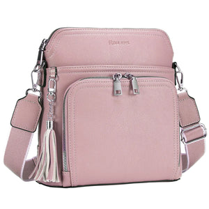 Crossbody Purse for Women,Lightweight Medium Crossbody Bag Soft Leather Women's Shoulder Handbags with Tassel Taupe Rieworkes