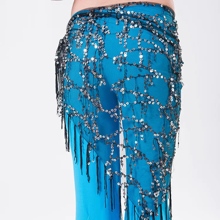 Belly Dance Sequins Triangular Waist Scarf for Performance Mimarta