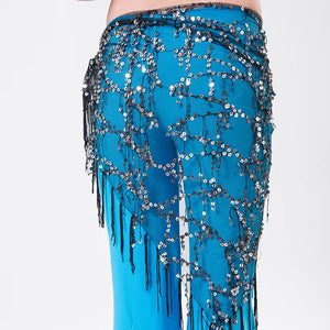 Belly Dance Sequins Triangular Waist Scarf for Performance Mimarta