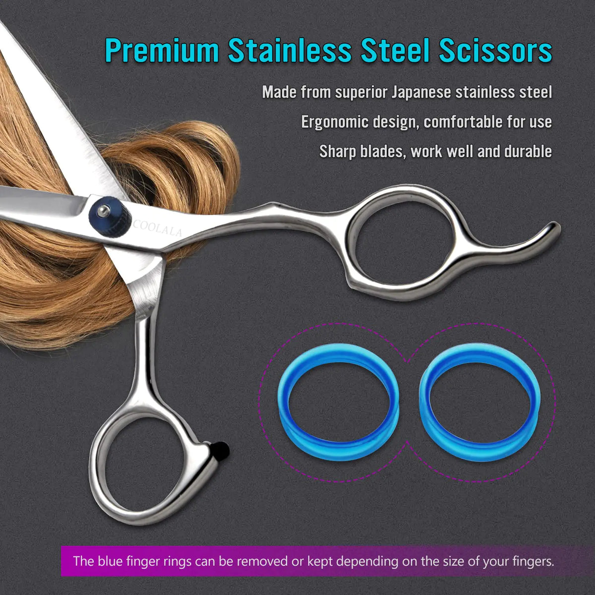 Stainless Steel Hair Cutting Scissors 6.5 Inch Hairdressing Razor Shears Professional Salon Barber Haircut Scissors, One Comb Included, Home Use for Man Woman Adults Kids Babies Rieworkes