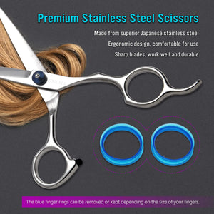 Stainless Steel Hair Cutting Scissors 6.5 Inch Hairdressing Razor Shears Professional Salon Barber Haircut Scissors, One Comb Included, Home Use for Man Woman Adults Kids Babies Rieworkes