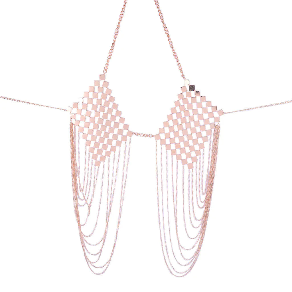 Metallic Body Chain with Tassel for Women’s Fashion Mimarta