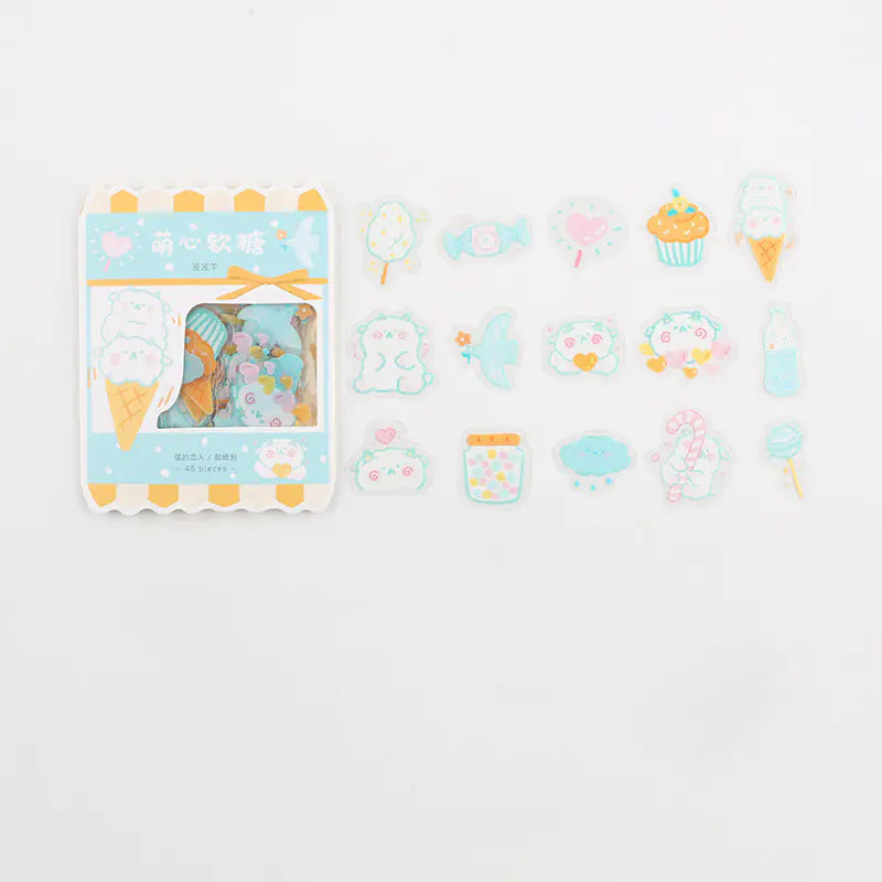 Cute Cartoon Animal & Fruit PVC Sticker Pack (45 pcs) Mimarta