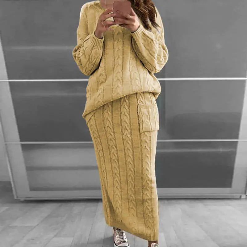 Autumn Winter Women's Fashion Sweater Dress Set Mimarta