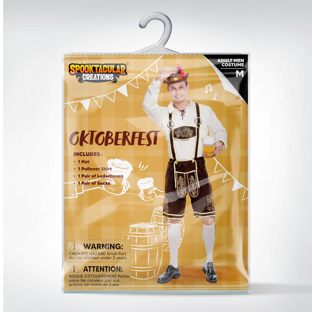 Spooktacular Creations Men’s German Bavarian Oktoberfest Costume Set, Beer Costume Hat for Adults Halloween and Beer Festival Dark Brown X-Large Rieworkes