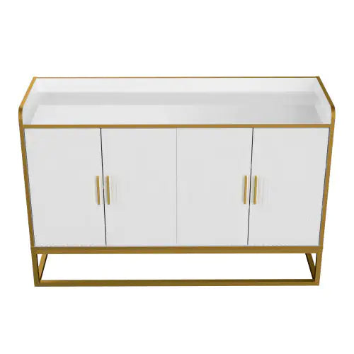 Modern Kitchen Buffet Storage Cabinet Cabinet White Gloss With Metal Legs For Living Room Kitchen Rieworkes