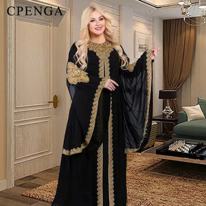 Gold Floral Abaya Set Rieworkes