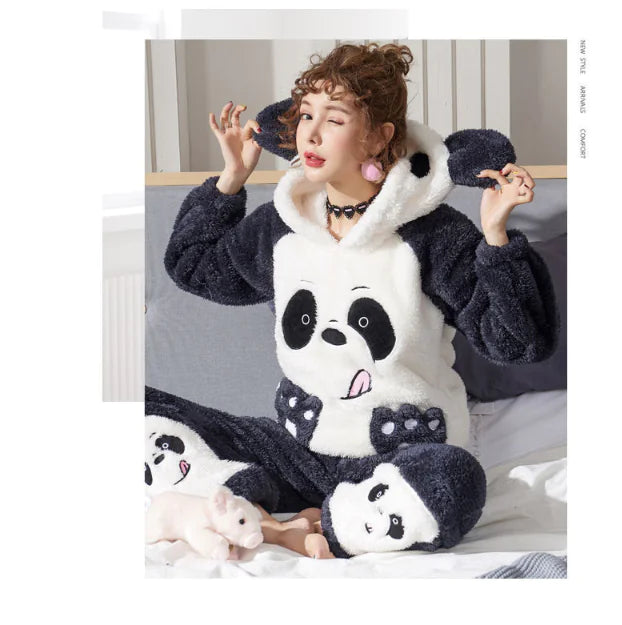 Couple's Coral Fleece Pajamas Set for Fall Winter Mimarta