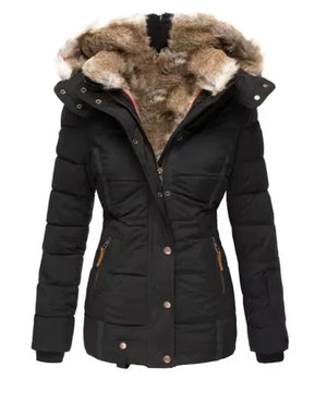 Fur collar long sleeve slim-fit cotton coat Rieworkes