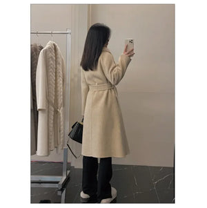 Alpaca Fleece Coat with Detachable Fox Fur Collar Rieworkes