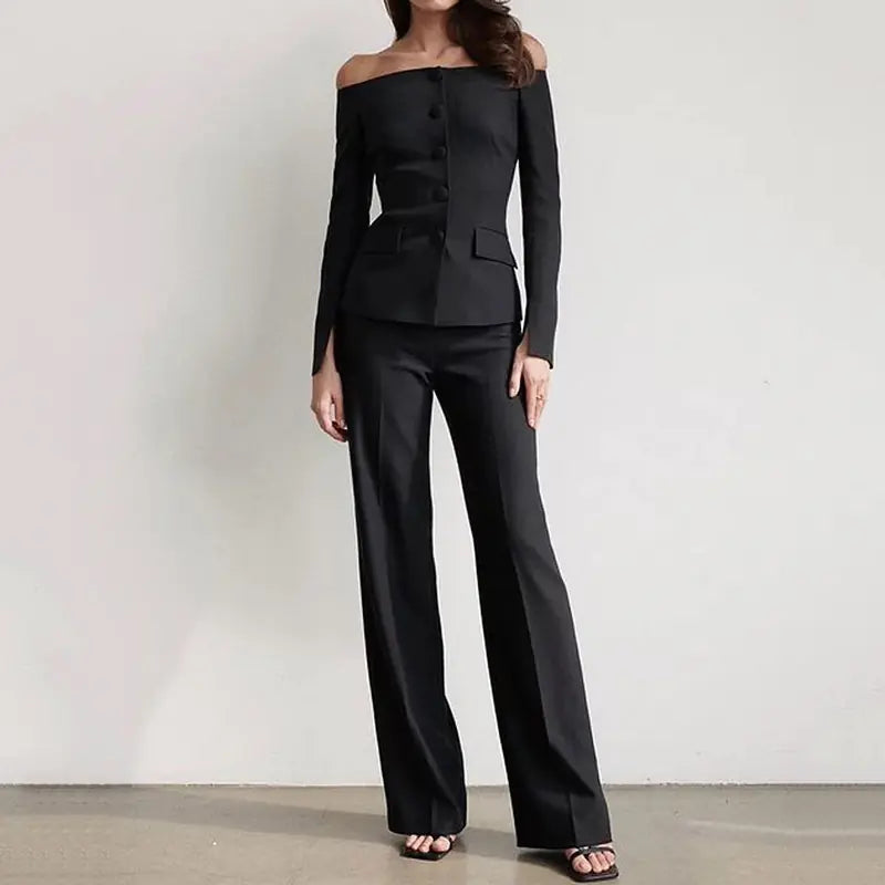 Women's Fashion Elegant Solid Color Long Sleeved Pants Set Mimarta