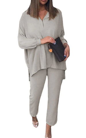 AGSEEM Fall Outfits Sweat Suit for Women 2 Piece Set Lounge Jogging Set Light Grey L Rieworkes