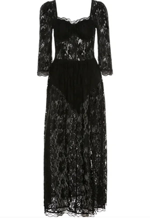 French Lace Square Neck Dress Rieworkes