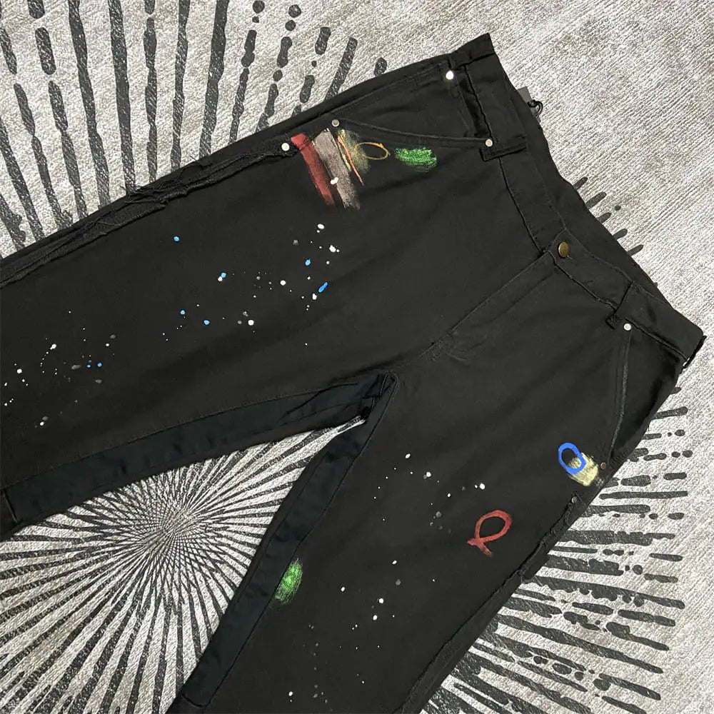 Women's Casual Loose Tooling Printed Bouquet Foot Pants Rieworkes