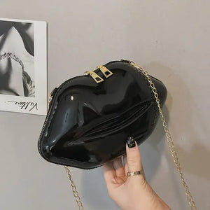 Mini Bags for Women 2023 New Fashion All-match Women's Shoulder Bag PU Solid Color Zipper Crossbody Patent Leather Lip Chain Bag Rieworkes