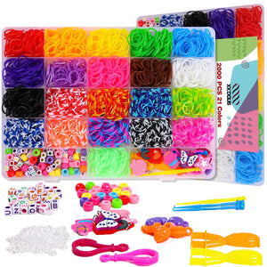 XKDOUS 21 Colors Rubber Band Bracelet Kit Loom Bracelet Making Kit for Art and Craft Rubberband Bracelets Kit for Kids Ages 6+ Loom Bands Kit Girls Boys Birthday Gift Mimarta