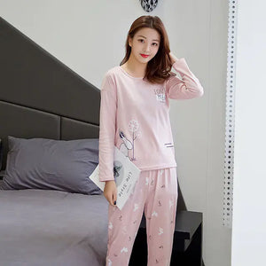 Women's Long-Sleeved Pajama Set in Cute Design Mimarta