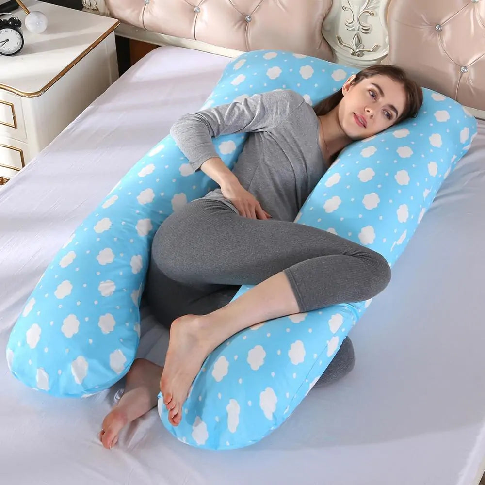 Sleeping Support Pillow For Pregnant Women Body PW12 100% Cotton Rabbit Print U Shape Maternity Pillows Pregnancy Side Sleepers Rieworkes