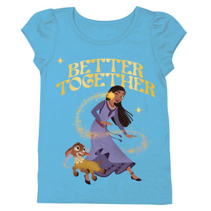 Disney Girls Wish Movie Asha Star & Valentino Short Sleeve T-Shirt-Sizes 2-16 Turquoise Mimarta