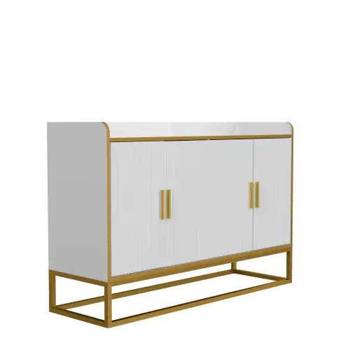 Modern Kitchen Buffet Storage Cabinet Cabinet White Gloss With Metal Legs For Living Room Kitchen Rieworkes