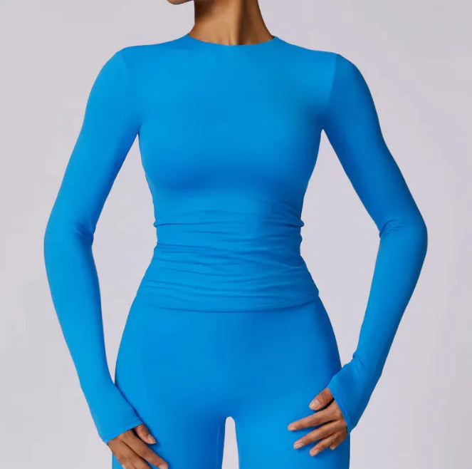 Brushed Tight Long Sleeve Yoga Leisure Workout Clothes Rieworkes