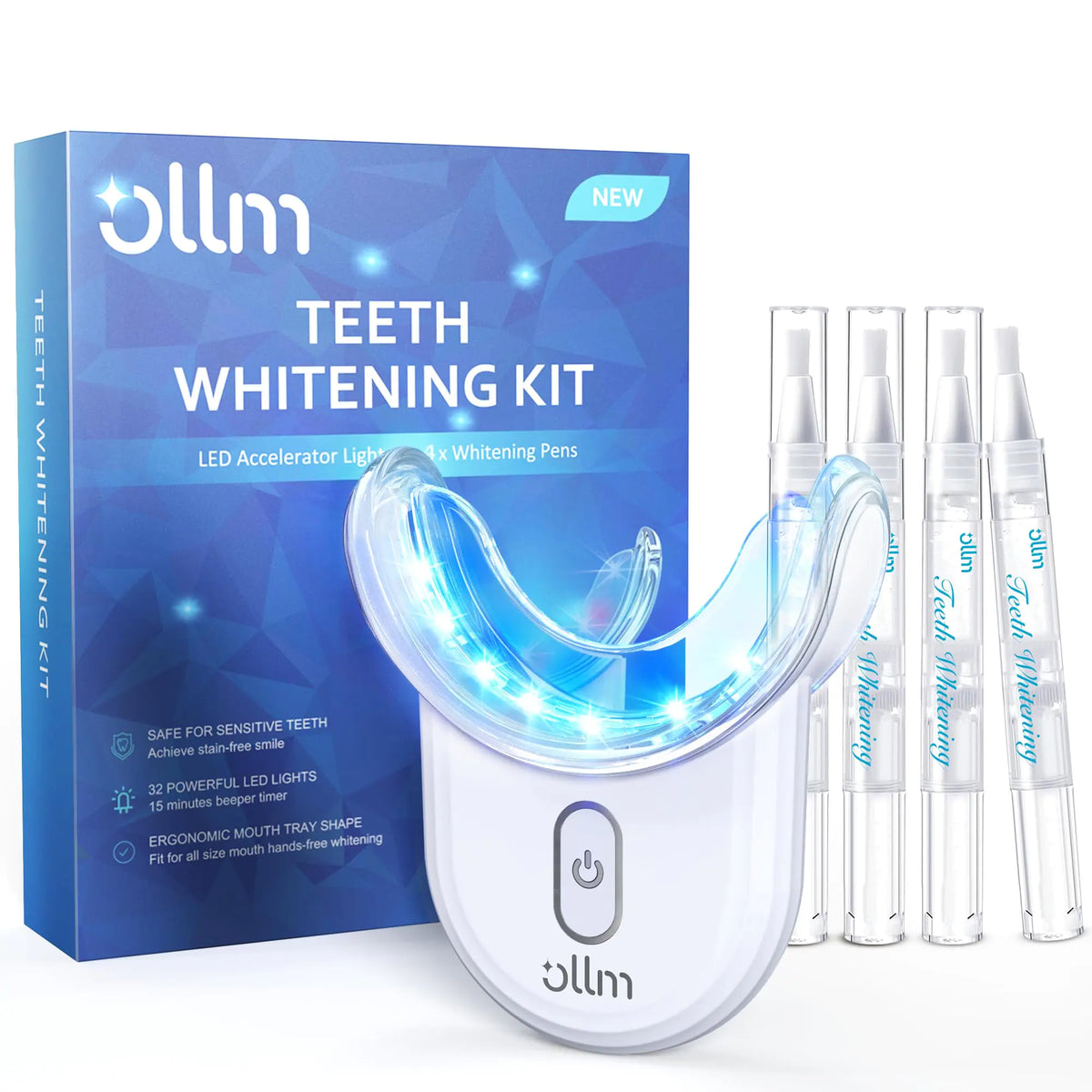 Teeth Whitening Kit for Sensitive Tooth: 35% Carbamide Peroxide White Gel Pens LED Light Whitener with Dental Mouth Trays Professional Bright Brace Oral Care Product System for Home Work Travel Mimarta