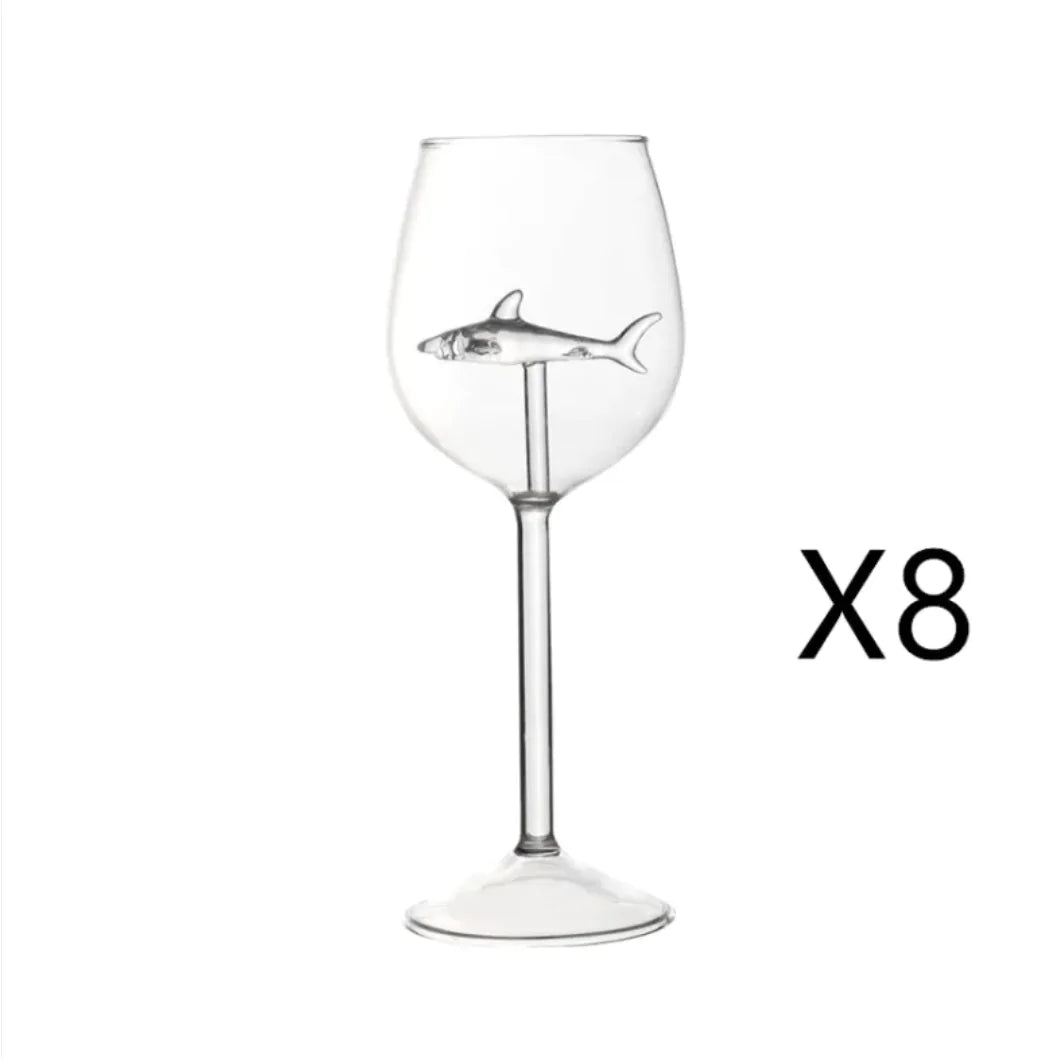 Shark Inside Red Wine Glass Rieworkes