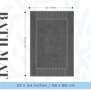 Luxury Bath Mat Floor Towel Set 22 x34 in 2 Pack Dark Gray Absorbent Cotton Rieworkes