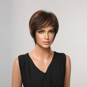 Natural Short Hair Women's Full-Head Wig Style Rieworkes