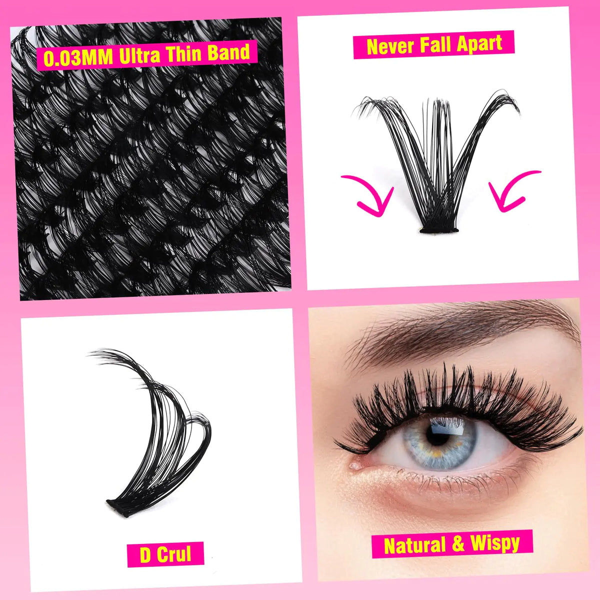 TDANCE Lash Clusters DIY Eyelash Extensions 280 Pcs 40D+50D Cluster Lashes C D Curl Individual Lashes Cluster Reusable Soft & Comfortable DIY Lash Extensions at Home(40D+50D,C Curl,16-20mm) 40D+50D-Long-C Rieworkes