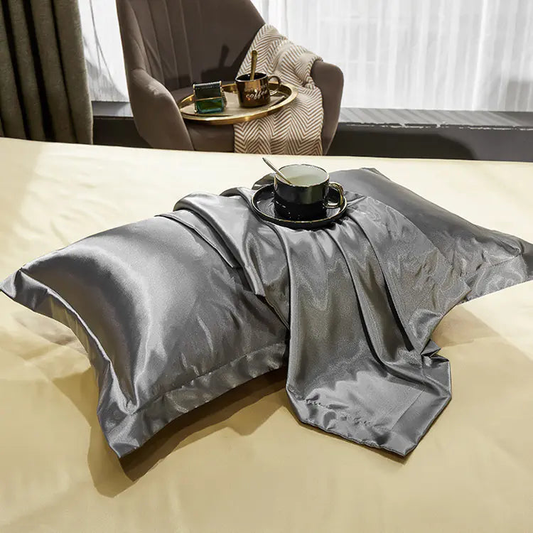 Luxury Silk Bedding Set with Solid Color Duvet Cover Mimarta