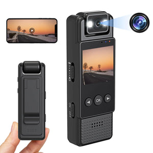 Hoyaliro Body Camera WiFi Mini Hidden Camera with Audio Video Recording 180° Wide Angle Rotatable Lens 1.3 Inch Screen Spy Cam Nanny Cam Police Body Cam Wearable with Loop Recording Mimarta