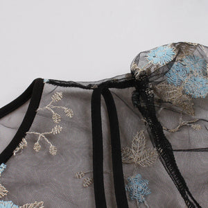 Elegant 1950s Embroidered Mesh Retro Party Dress Mimarta