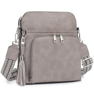 Crossbody Purse for Women,Lightweight Medium Crossbody Bag Soft Leather Women's Shoulder Handbags with Tassel Taupe Rieworkes