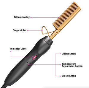Hair Straightener Comb Pro Electric Beard Straightening Comb Heat Hot Comb Press Rieworkes