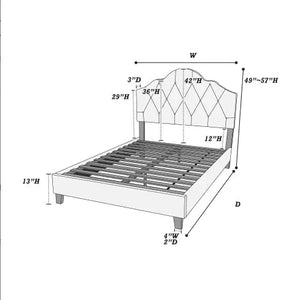 Contemporary 1pc Queen Size Bed Adjustable HB Light Brown Polyfiber Tufted Upholstered Wooden Bedframe Bedroom Furniture Rieworkes