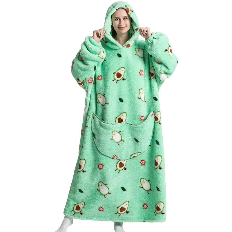 Oversized Long Blanket Hoodie Autumn Winter Fleece Rieworkes