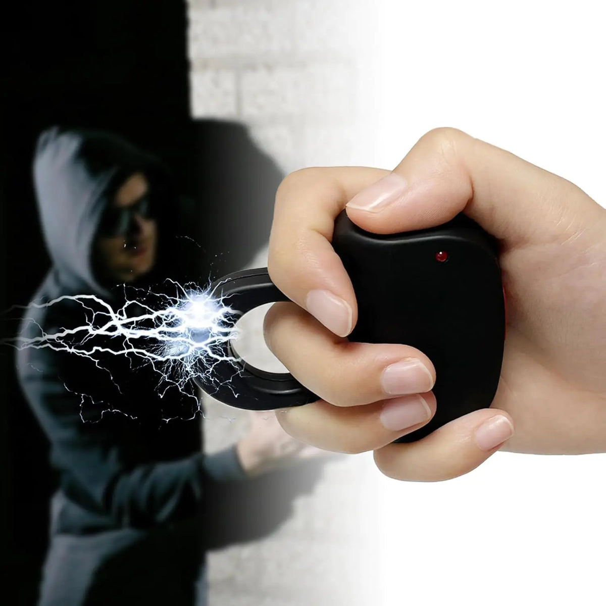 Ultrapowerful 300000V Rechargeable Stun Gun for Self-Defense Hand Size with Side Shock Plates Mimarta