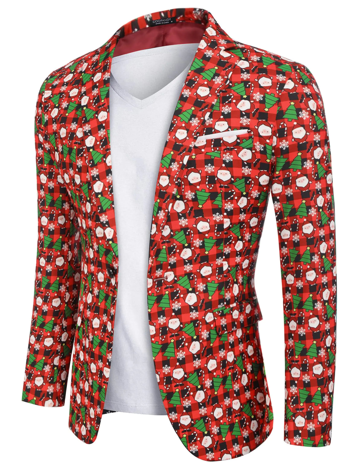 COOFANDY Christmas Jackets for Men Plaid Sport Coat Ugly Christmas Blazer (Christmas Blazer - Xmas Buffalo Plaid XL) Mimarta