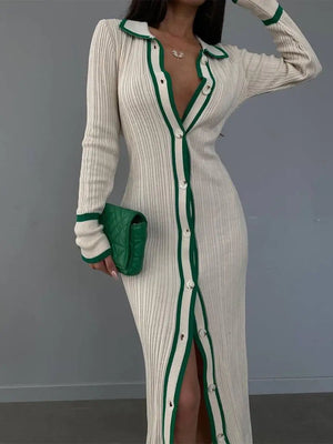 Stripe Lapel Dress Rieworkes
