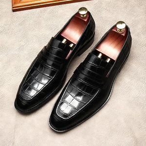 Elegant leather alligator print Loafers (Crocodile pattern) Rieworkes