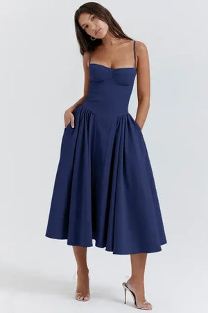 Elegant Spaghetti Strap Midi Rieworkes