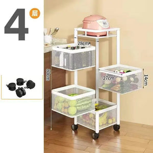 Stackable Metal Rotating Basket Rack with Wheels Mimarta