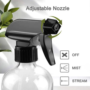 Glass Spray Bottles, 16oz Clear Glass Spray Bottles with Labels & Adjustable Nozzle, Reusable Containers for Cleaning, BBQ, Food, Plants, Alcohol, Essential Oils(3 Pack) 3 Pack Rieworkes