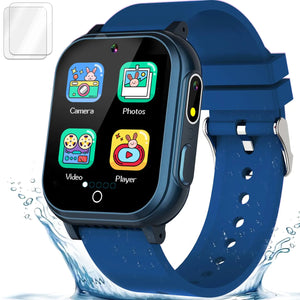 Kids Smart Watch Gift for Boys Ages 3-12 IP67 Waterproof 32 Puzzle Games HD Touchscreen Dual Camera Video Pedometer Music Player Kids Watch Toy Birthday Gifts for Boys Ages 5 6 7 8 9 10 (Blue) Mimarta