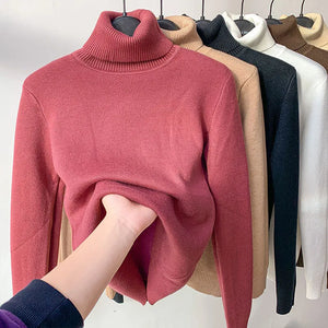 Women's Elegant Turtleneck Winter Sweater - Thick, Warm Knit Pullover Rieworkes