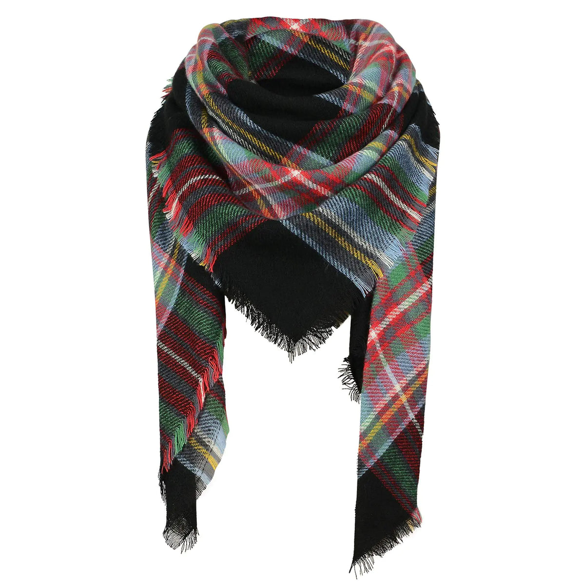 American Trends Womens Fall Winter Scarf Plaid Tassel Soft Warm Blanket Scarves Womens Shawl Wraps One Size Red &amp; Black Rieworkes