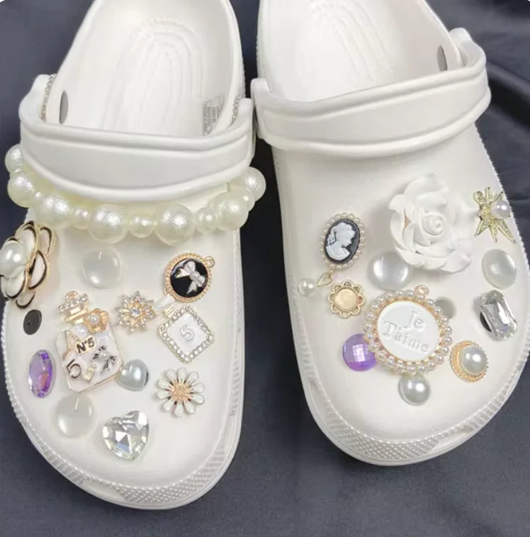 Pearl Chain Shoe Charms for Crocs and Sandals - Elegant DIY Decorations for Women Rieworkes