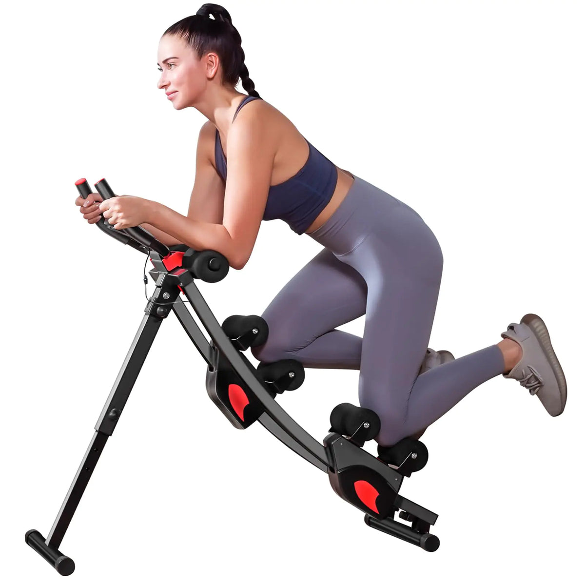 BODY RHYTHM Dual-Track Ab Machine with 4 Adjustable Heights Foldable Core & Abdominal Exercise Machine Total Ab Workout Equipment for Home Gym Ab Women Exercise Fitnes Trainer. (Black) Mimarta
